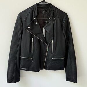 NWT Harve Bernard Faux Leather Jacket Black size medium